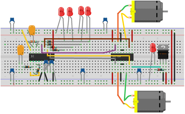 试验板上机器人完整控制电路的代表性图像
